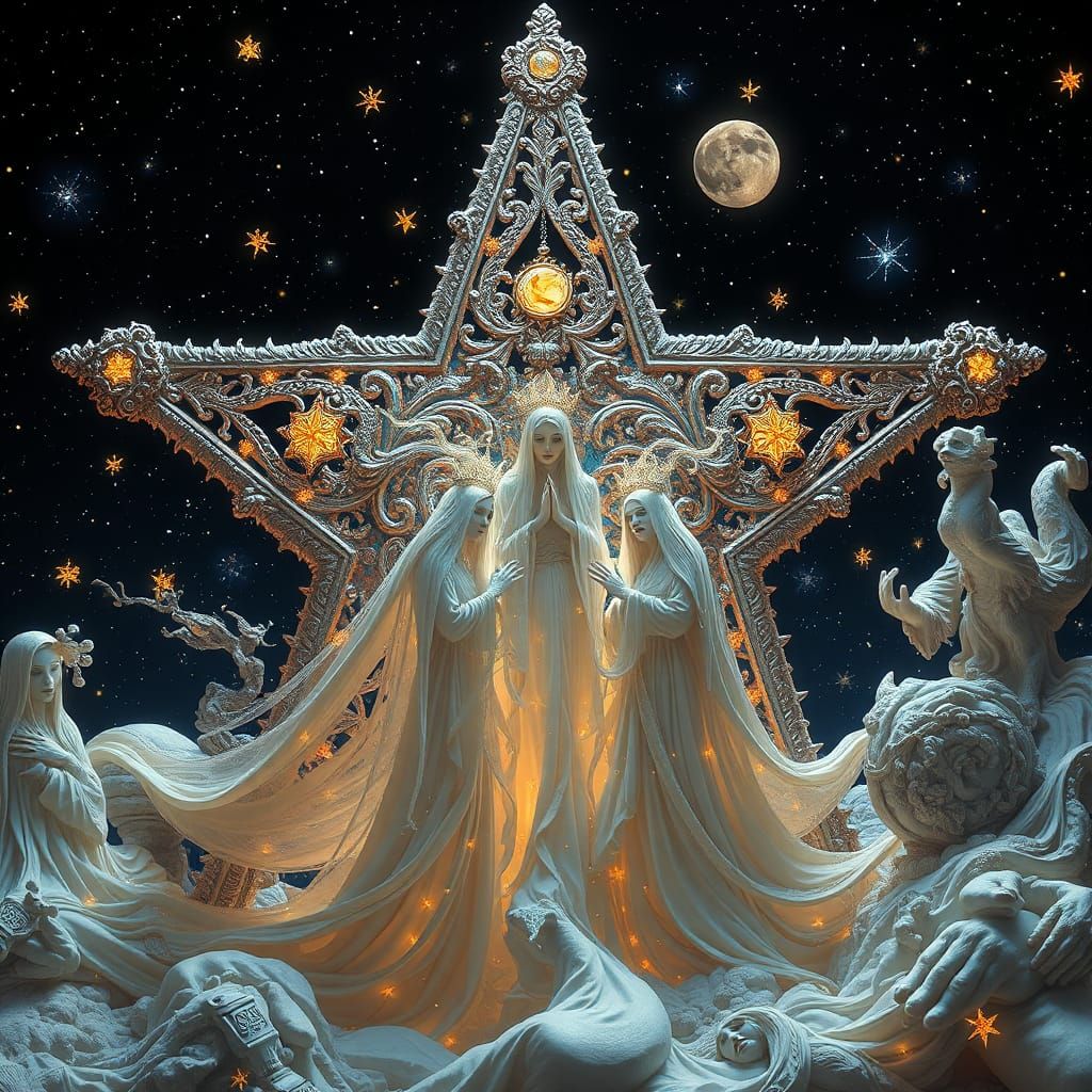 Surreal Starry Night Wraiths in Digital Painting Style