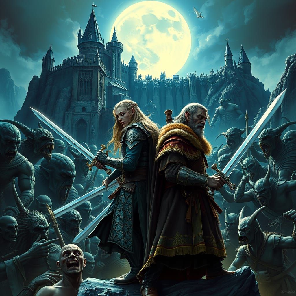 Ethereal Moonlit Battle at Helm's Deep: Elves and Dwarves vs...