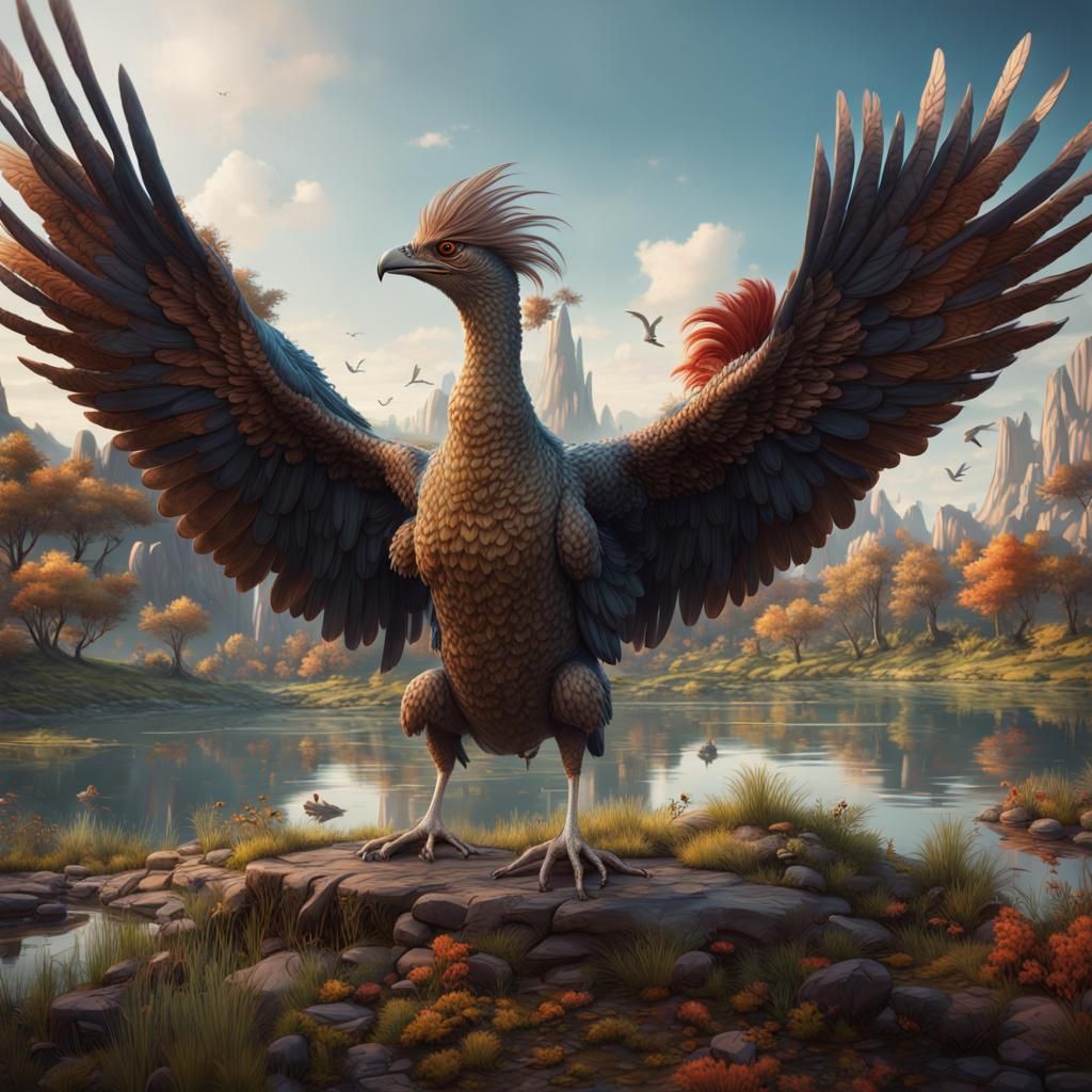 Large Birds in Lake View Park: Detailed Matte Painting