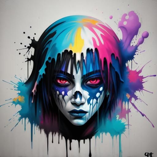 Ghost Woman in Graffiti Splash Art Style