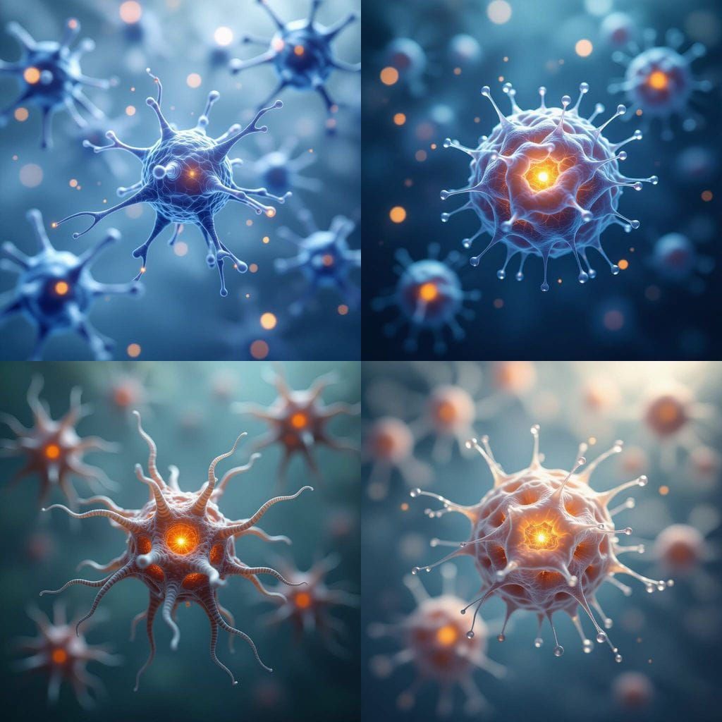 Detailed Brain Cell Close-Up: Cinematic Film Still