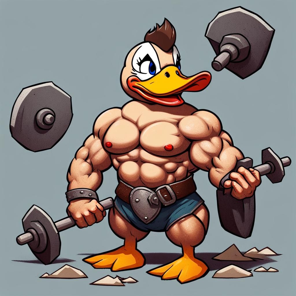 Barbarian Bodybuilder Duck: AI Generated Image