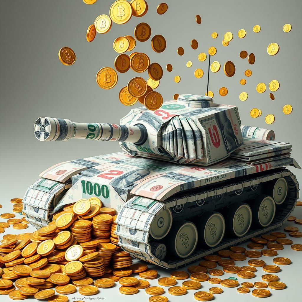 Colossal Banknote Tank Spews Gold Coins