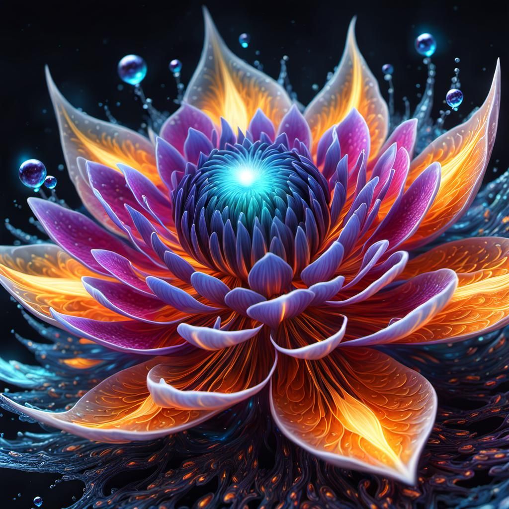 Astral Flower with Energy Aura in Digital Art