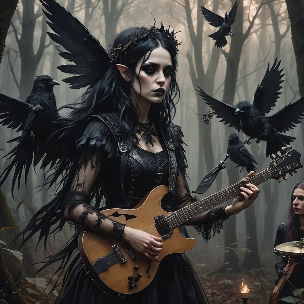 Goth Fairy Band in Dark Surrealist Forest