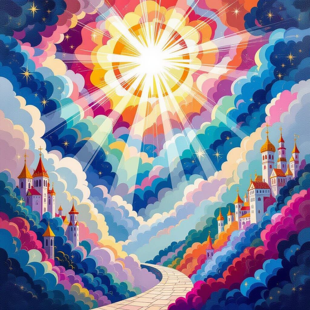 Medieval Manuscript Style Divine Descension in Candyland