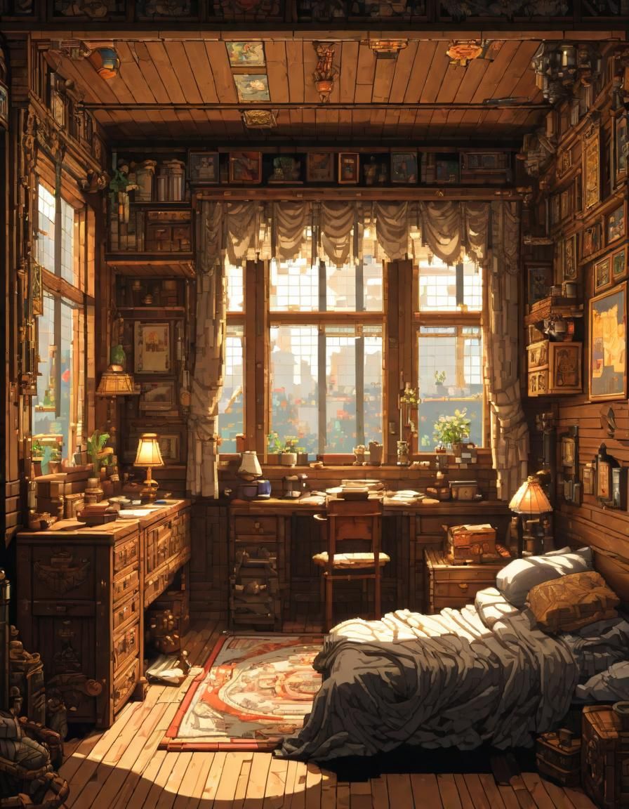 Cozy Medieval Bedroom in Pixel Art Style