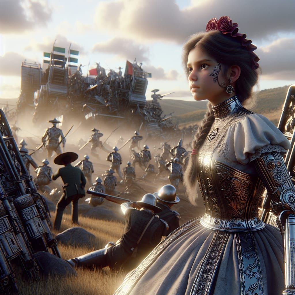 Mexican Girl at Battle of Puebla, Cinematic Render
