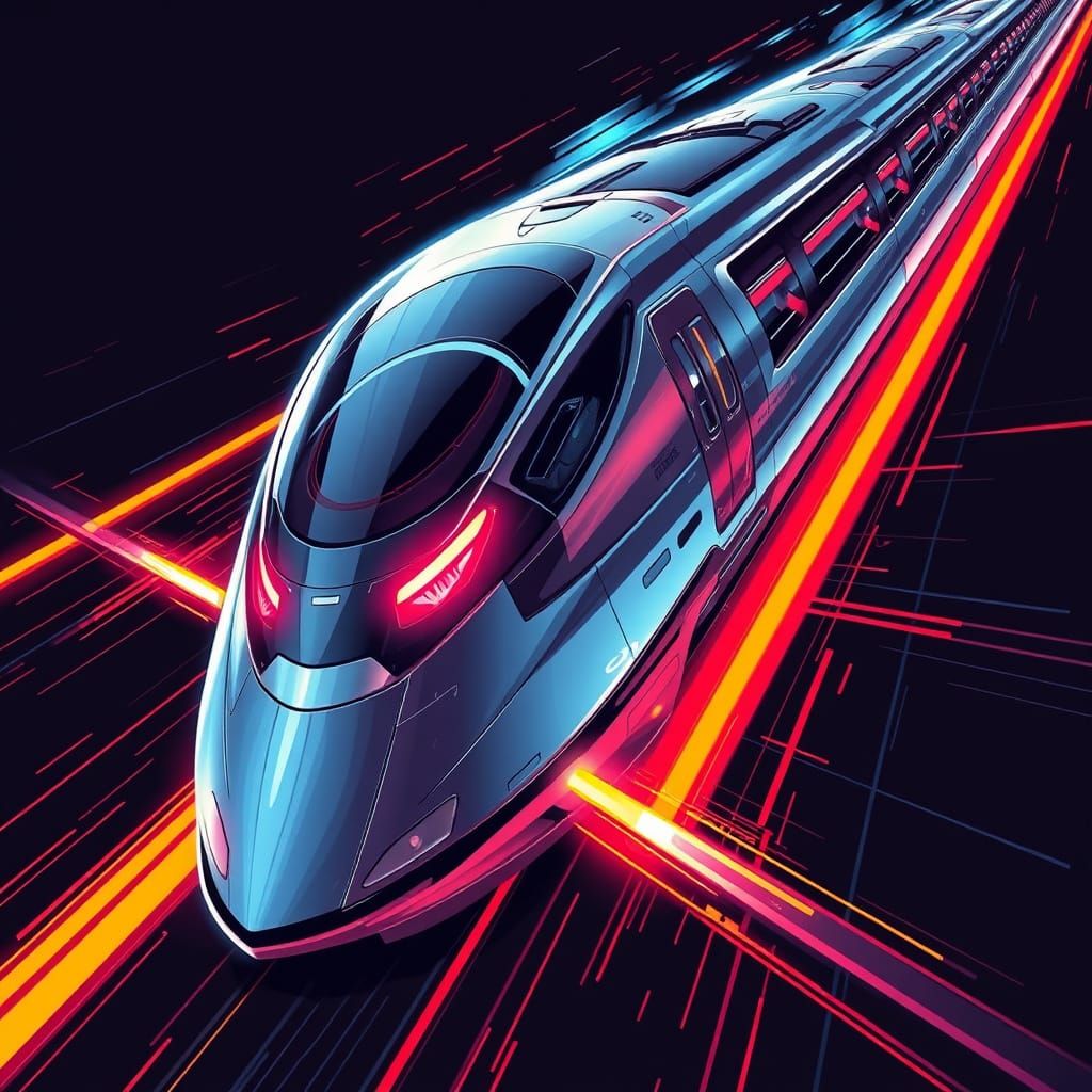 High-Speed Futuristic Vehicle in Neon-Lit Motion