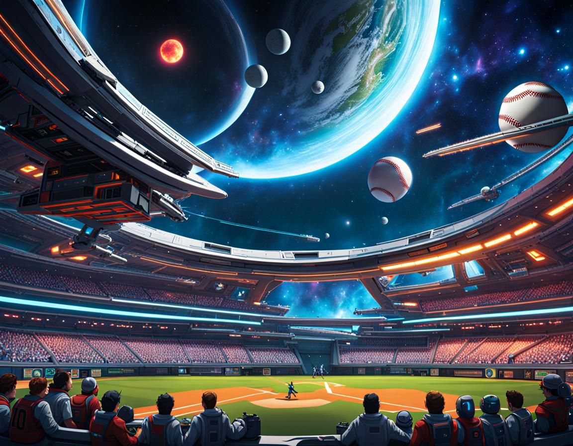 Intergalactic Baseball Game on Space Station