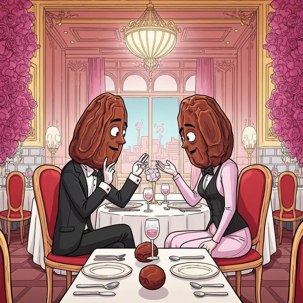 Humorous Comic Art of Dates at Restaurant