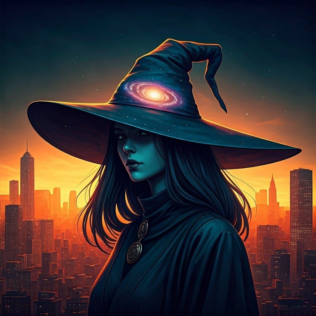 Galactic Witch Hat God in Anime Graffiti Style