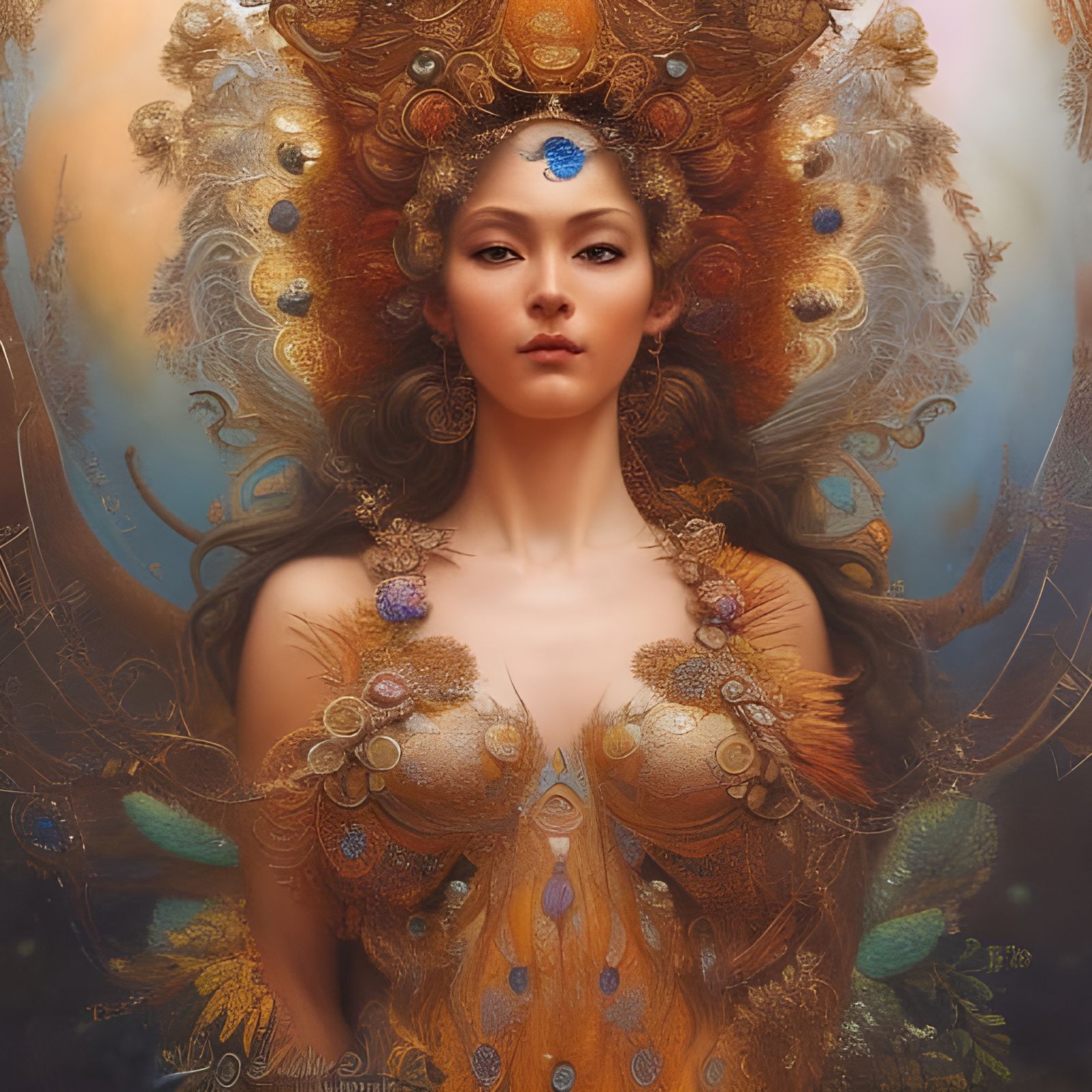 Fire Queen Goddess in Detailed Digital Illustration