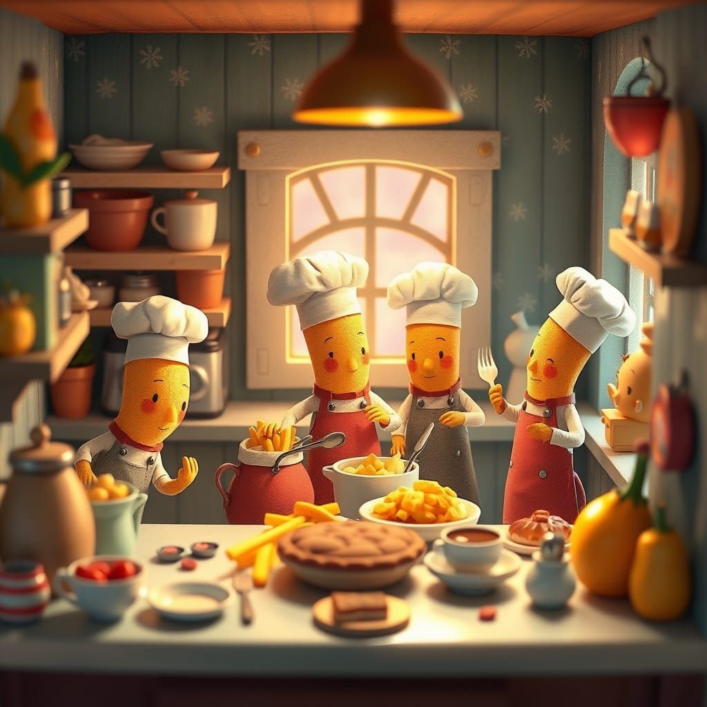 Tiny Chef Fries in Enchanted Coffeehouse