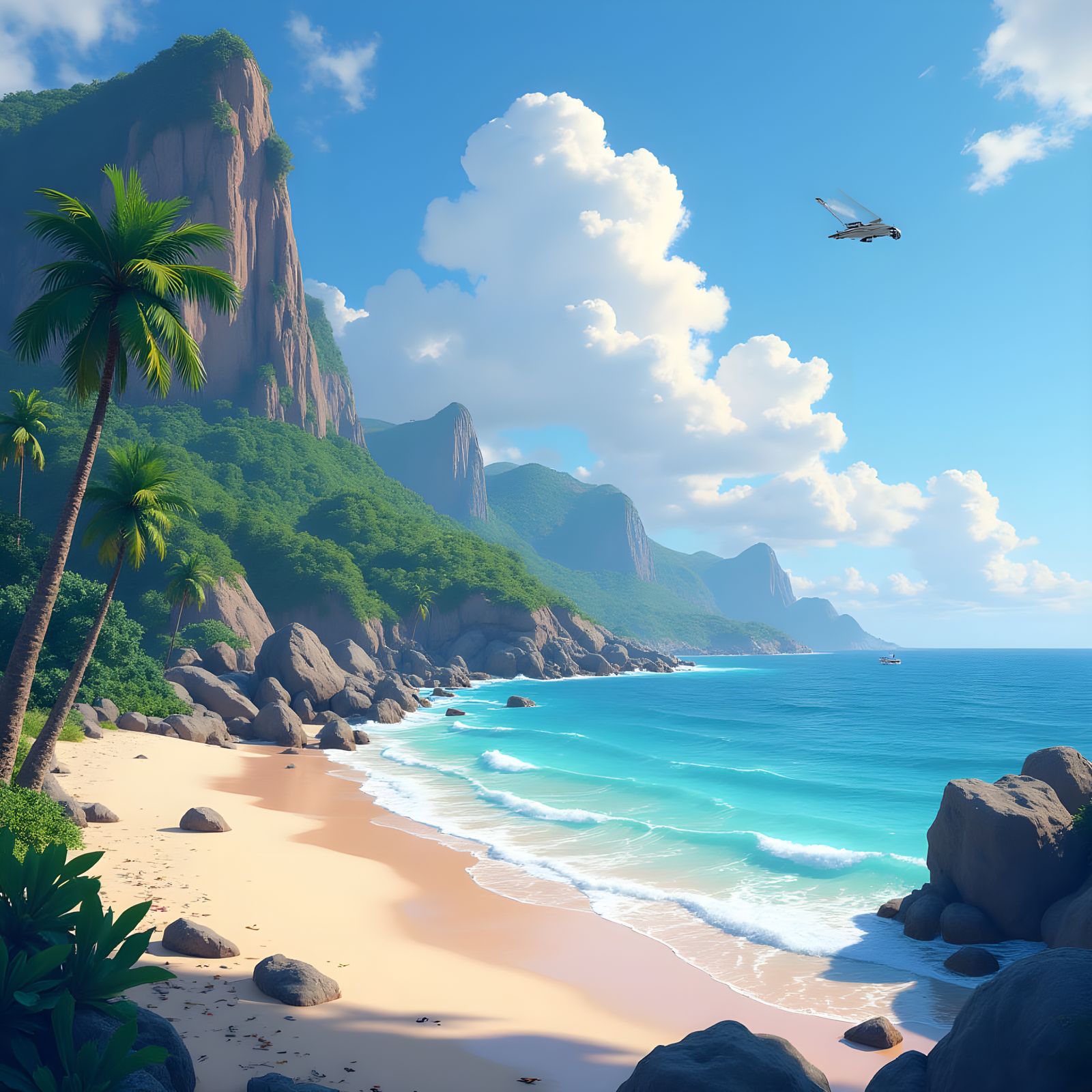 Surreal Beachscape in Watercolour Style