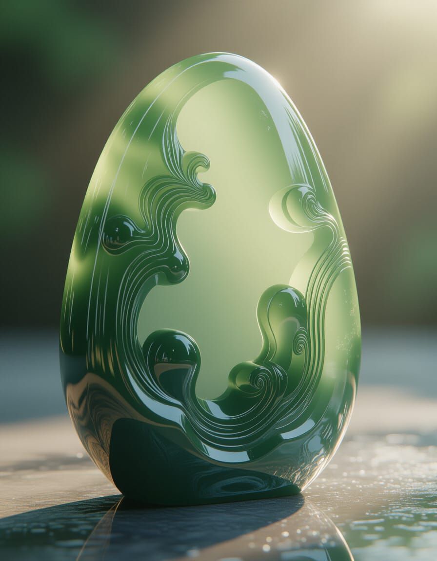 Translucent Jade Sculpture with Intricate Details