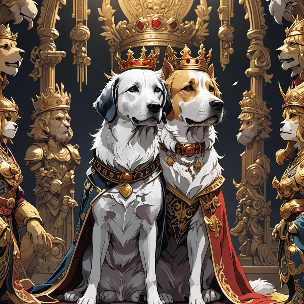 Dog King and Queen in Anime Style