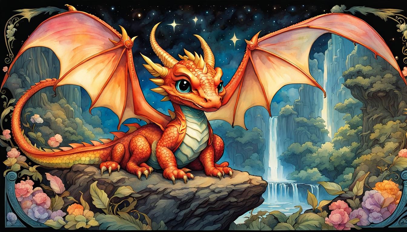 Chibi Dragons Sleeping: A Watercolor Storybook Scene