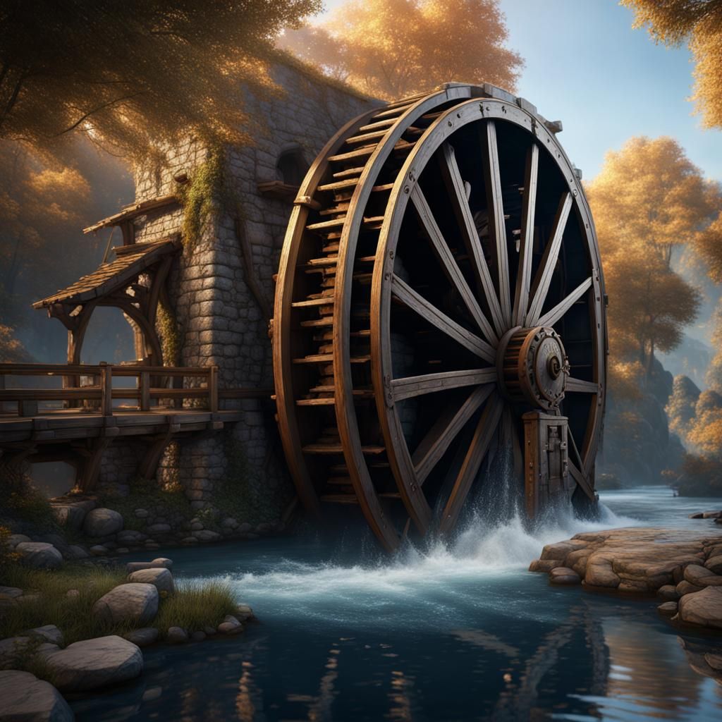 Fantastical Water Wheel in Detailed Matte Painting