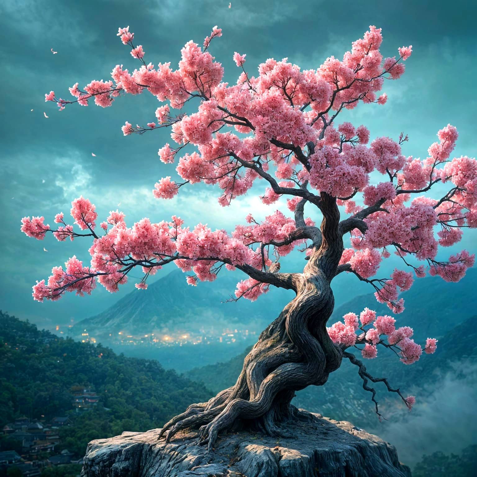 Weeping Cherry Bonsai in Earth Tones