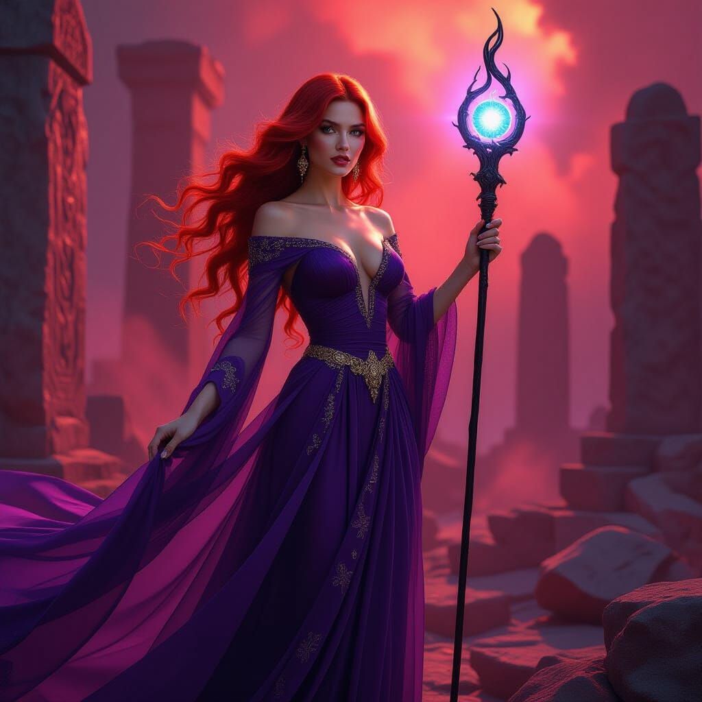 In the style of Boris Vallejo, this powerful fantasy paintin...