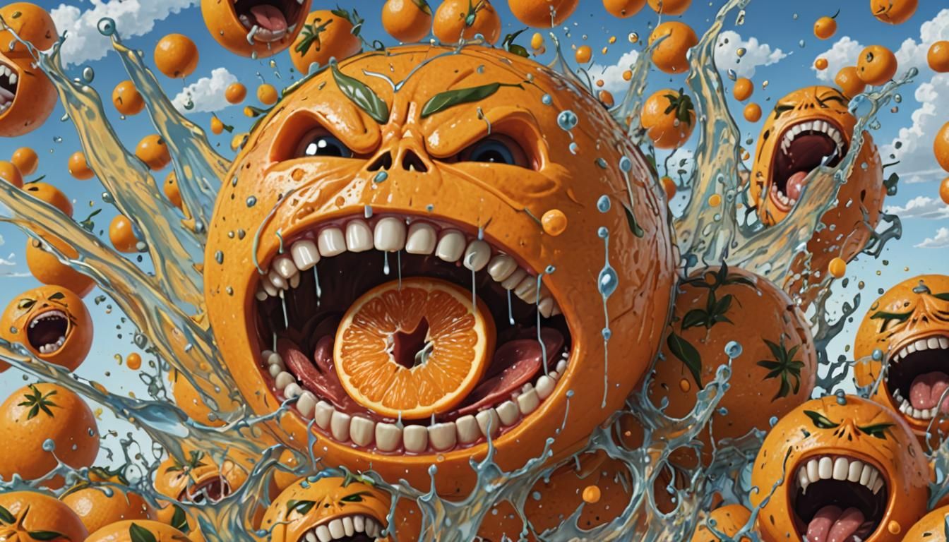 Army of Angry Oranges Attack From a Mixer