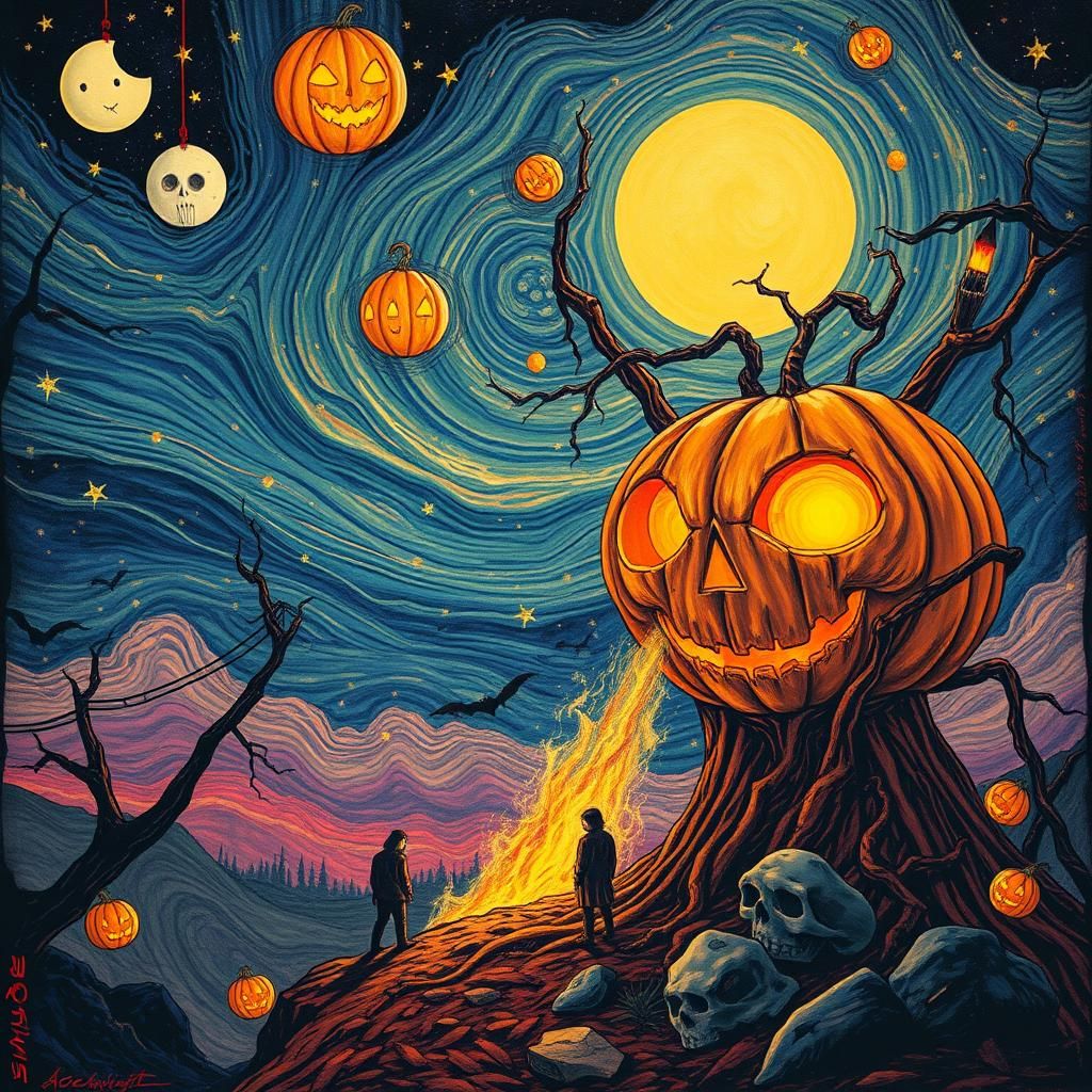 Surreal Jack O'Lantern Chemtrails Futurism
