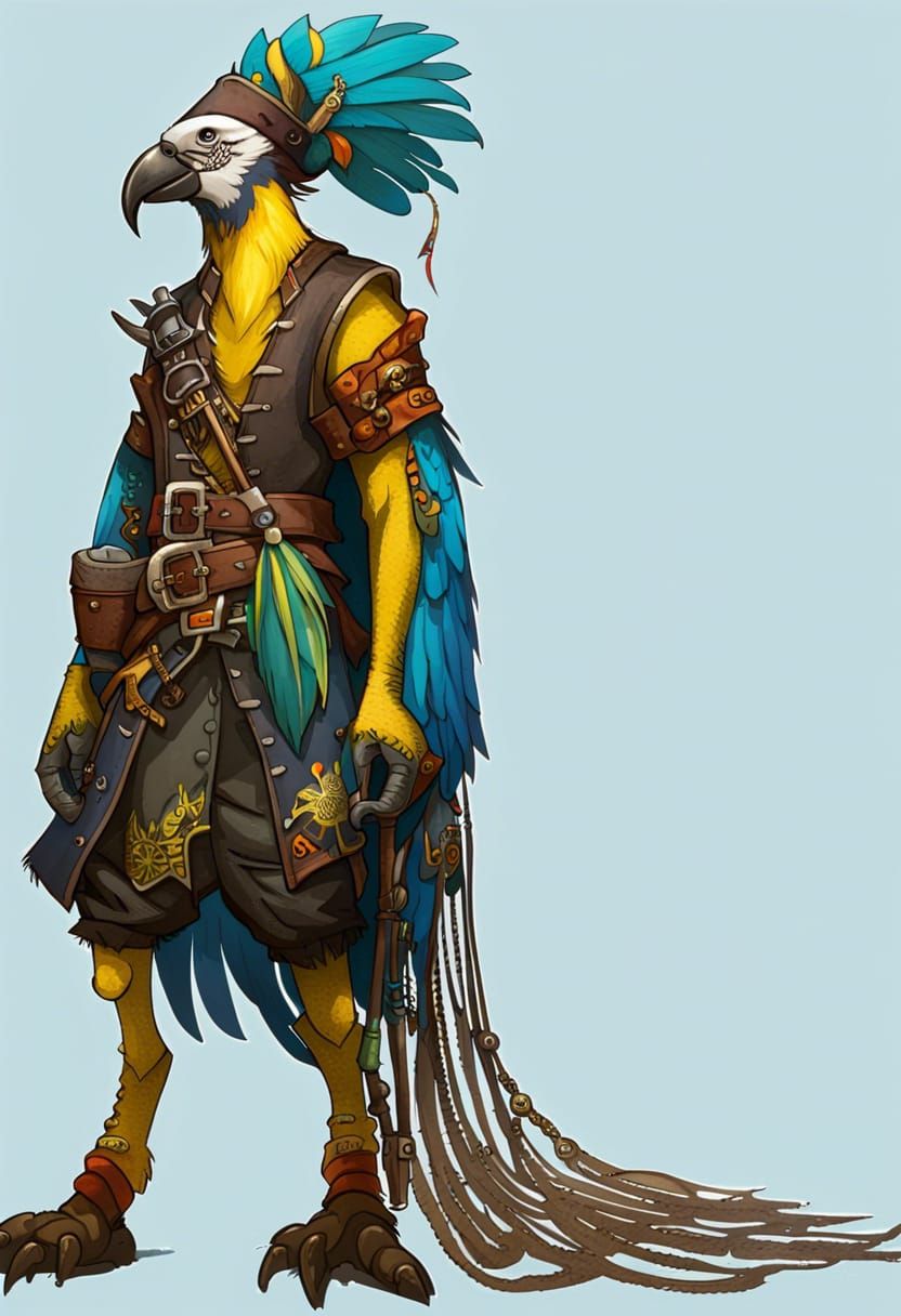 Parrot Aarakocra Pirate on the Open Sea
