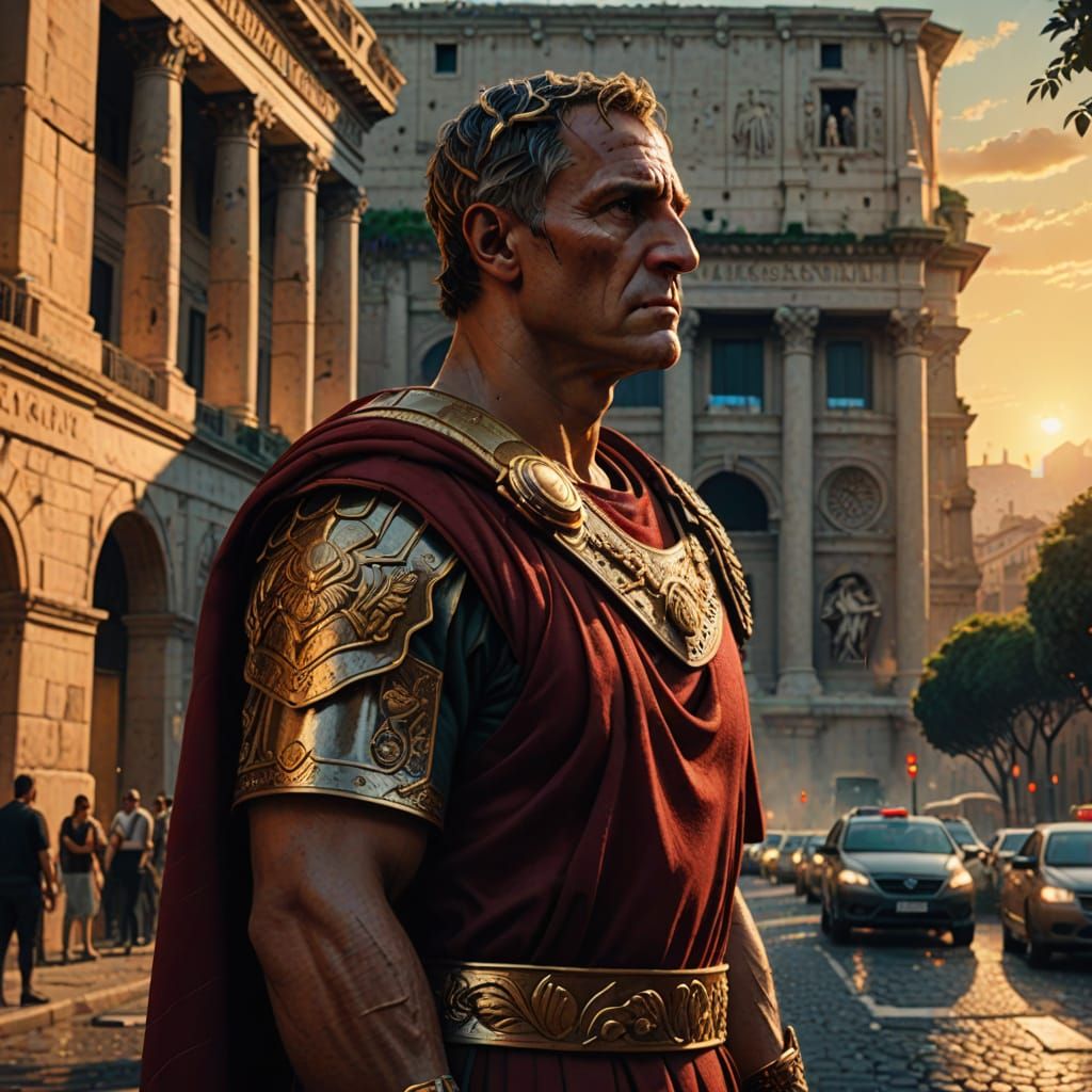 Ancient Leader in Modern Rome: A Hyper-Realistic Portrait