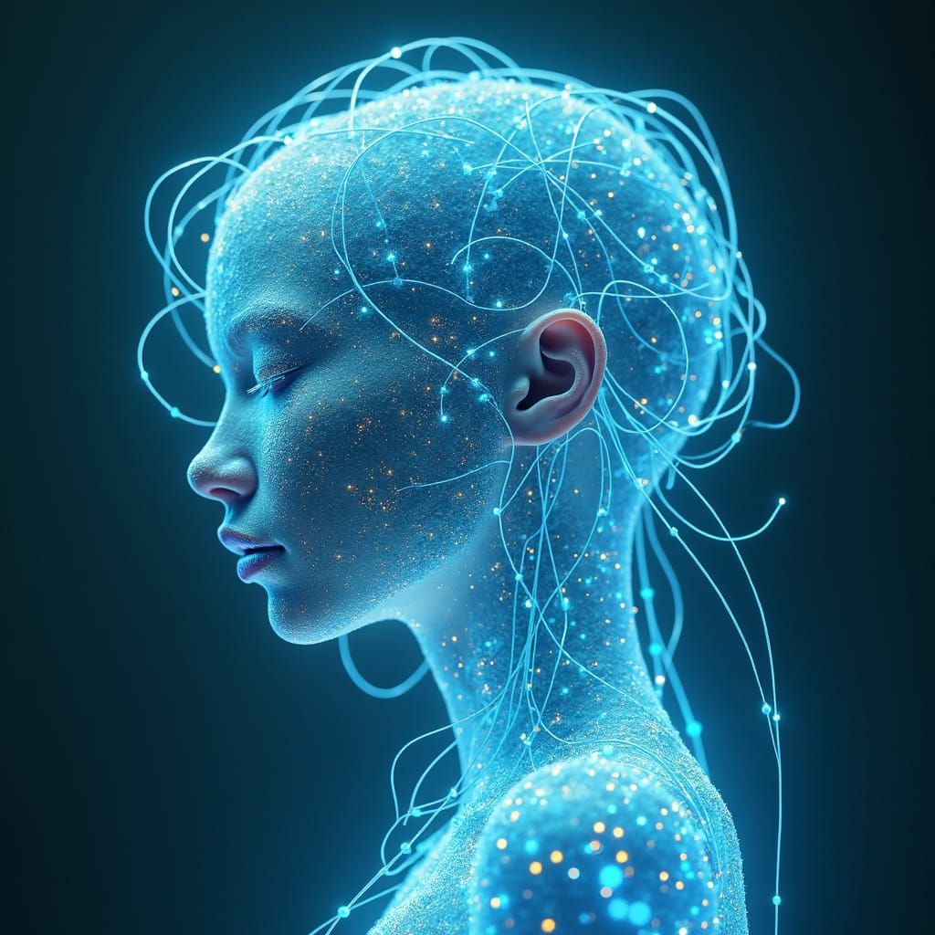 Luminous Circuitry Being in Futuristic Style