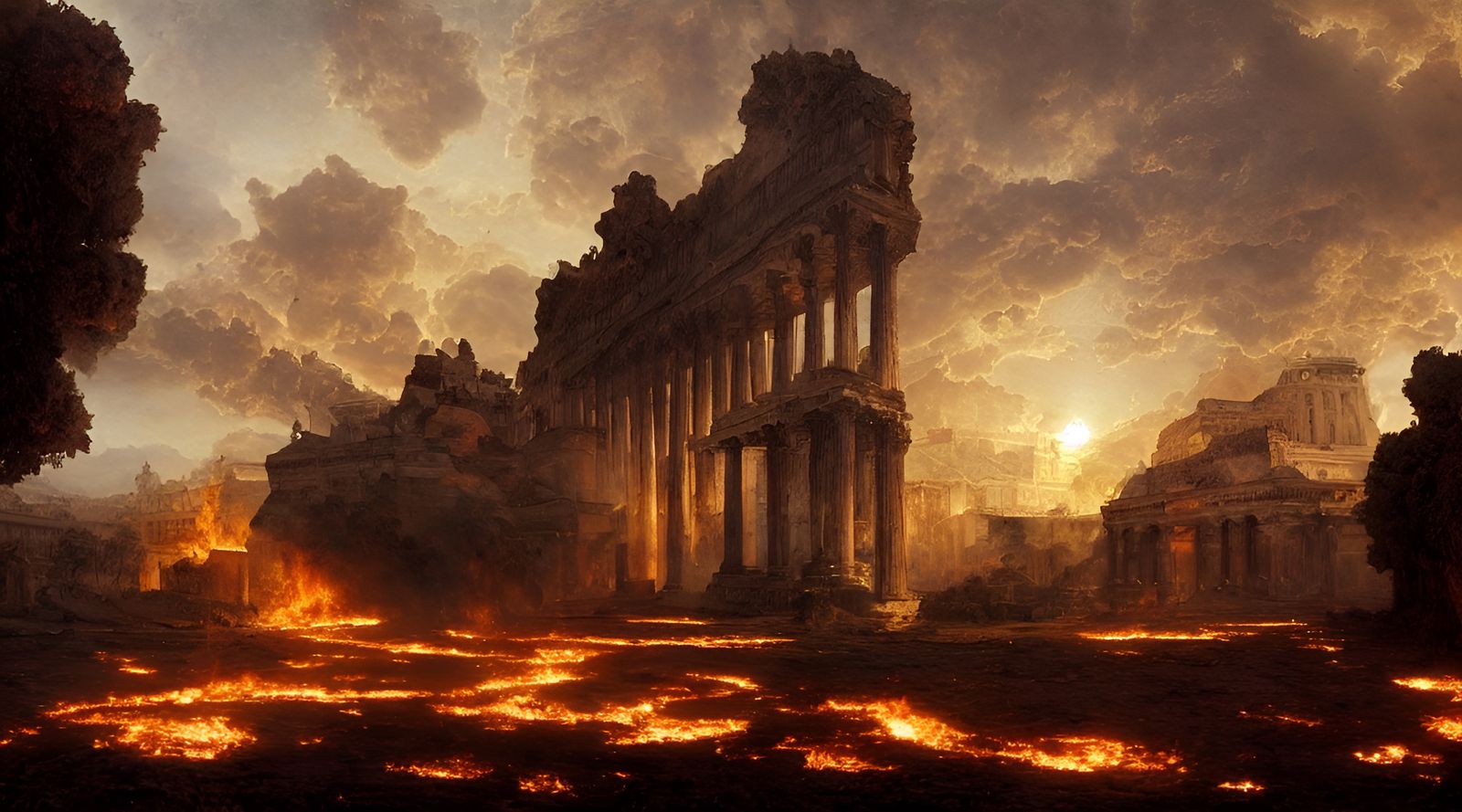 Great Fire of Rome in Hypermodern Style