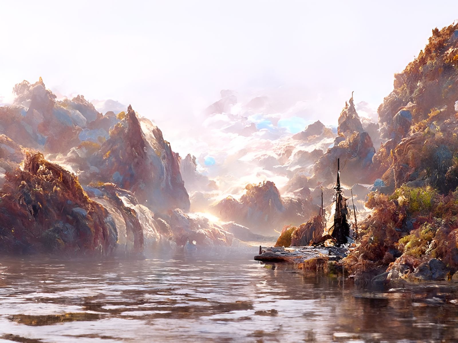 Ship on Dark Seas: Hyperrealistic Seascape