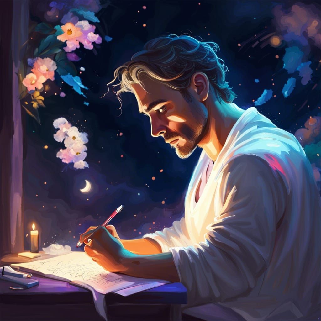 Writing poems for his loved one