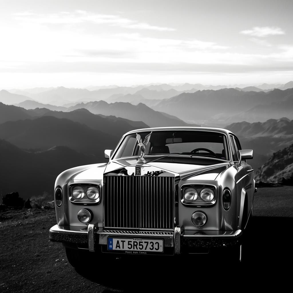 Vintage Rolls-Royce Phantom in Black and White