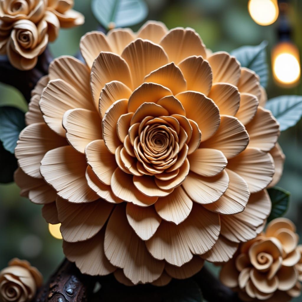 Egyptian Wood Carving of Tree Blossom