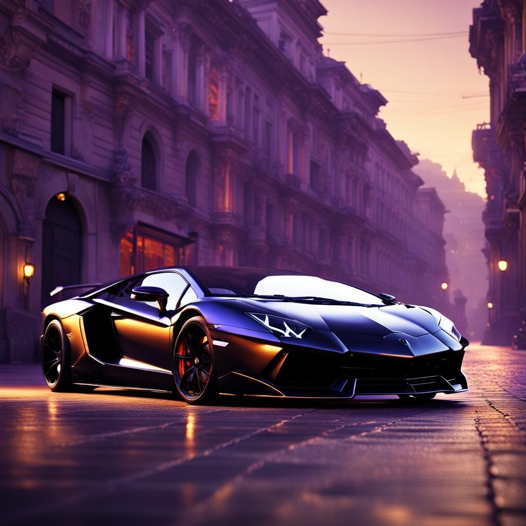 Matte Black Lamborghini Aventador: Dark Fantasy Concept Art