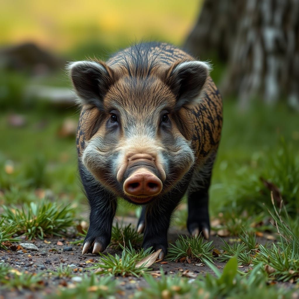 Hyperrealistic Wild Boar with Distinctive Facial Features