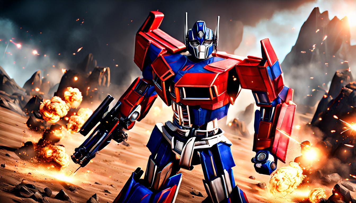 Optimus Prime in War Zone Rendered in Unreal Engine