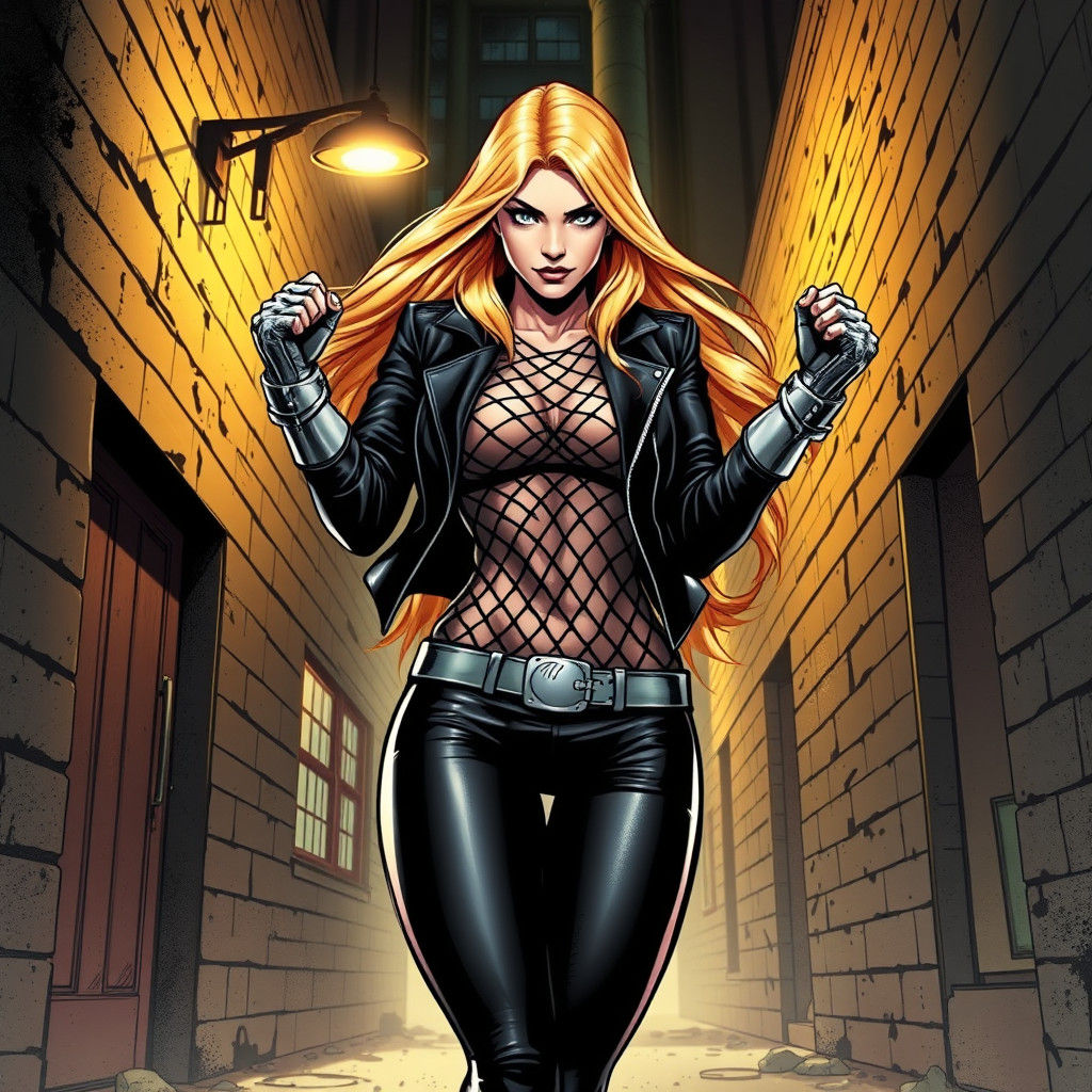 White Canary in Gritty Alleyway, Comic Book Art