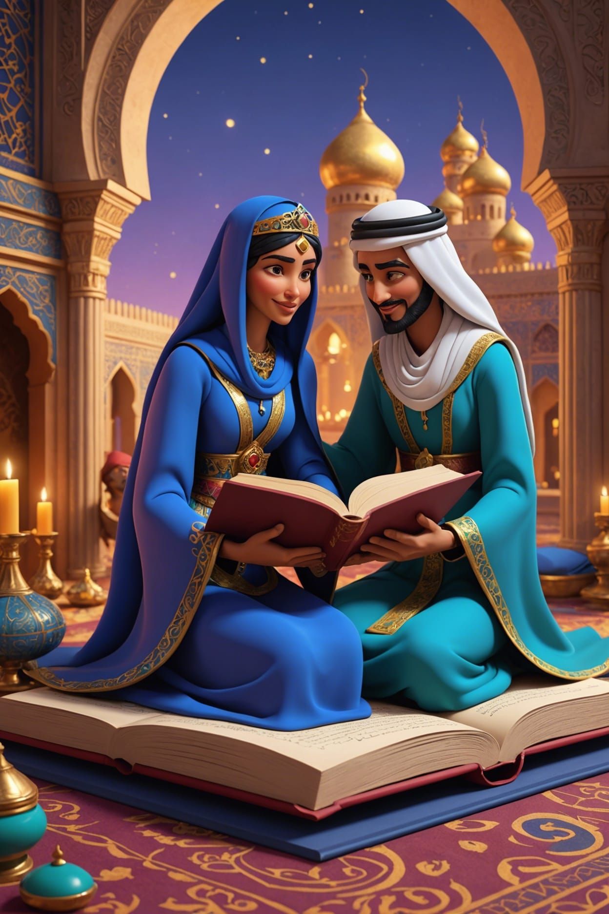 Book illustration of 1001 Arabian Nights