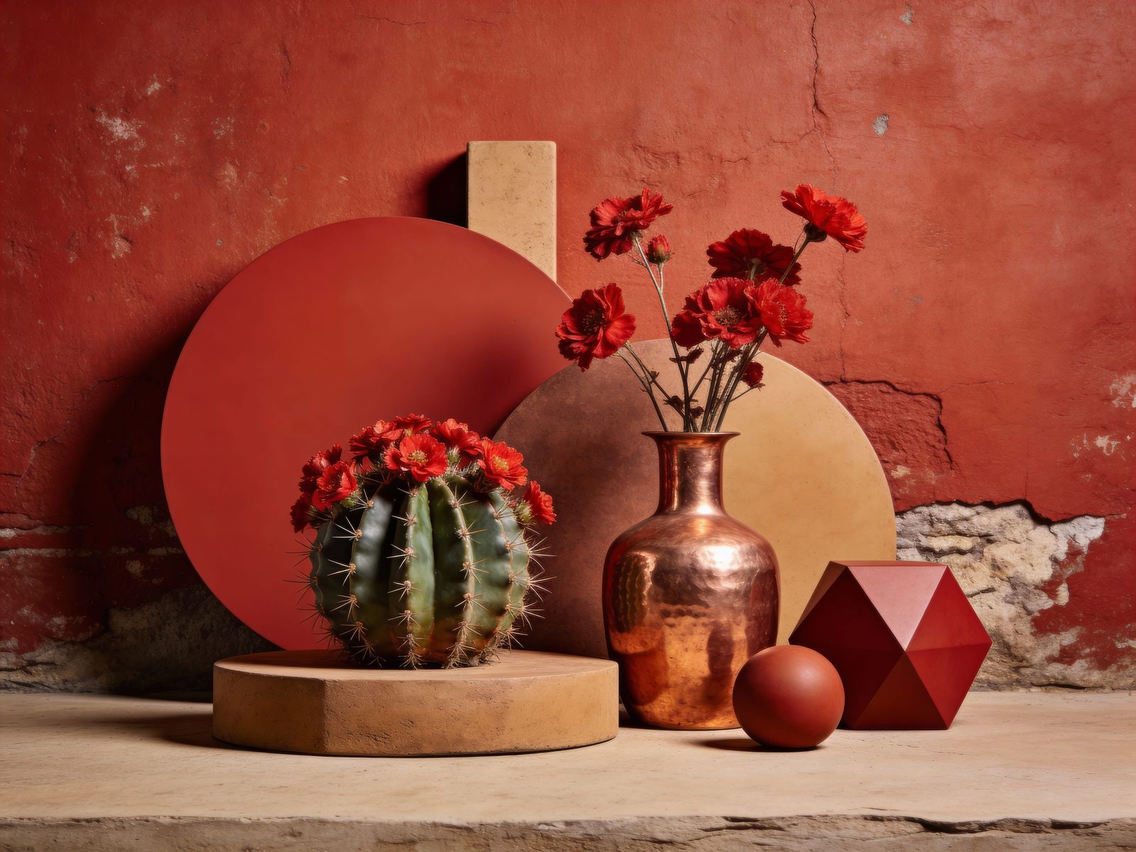 Vibrant Cactus Still Life in Desert Chic Style