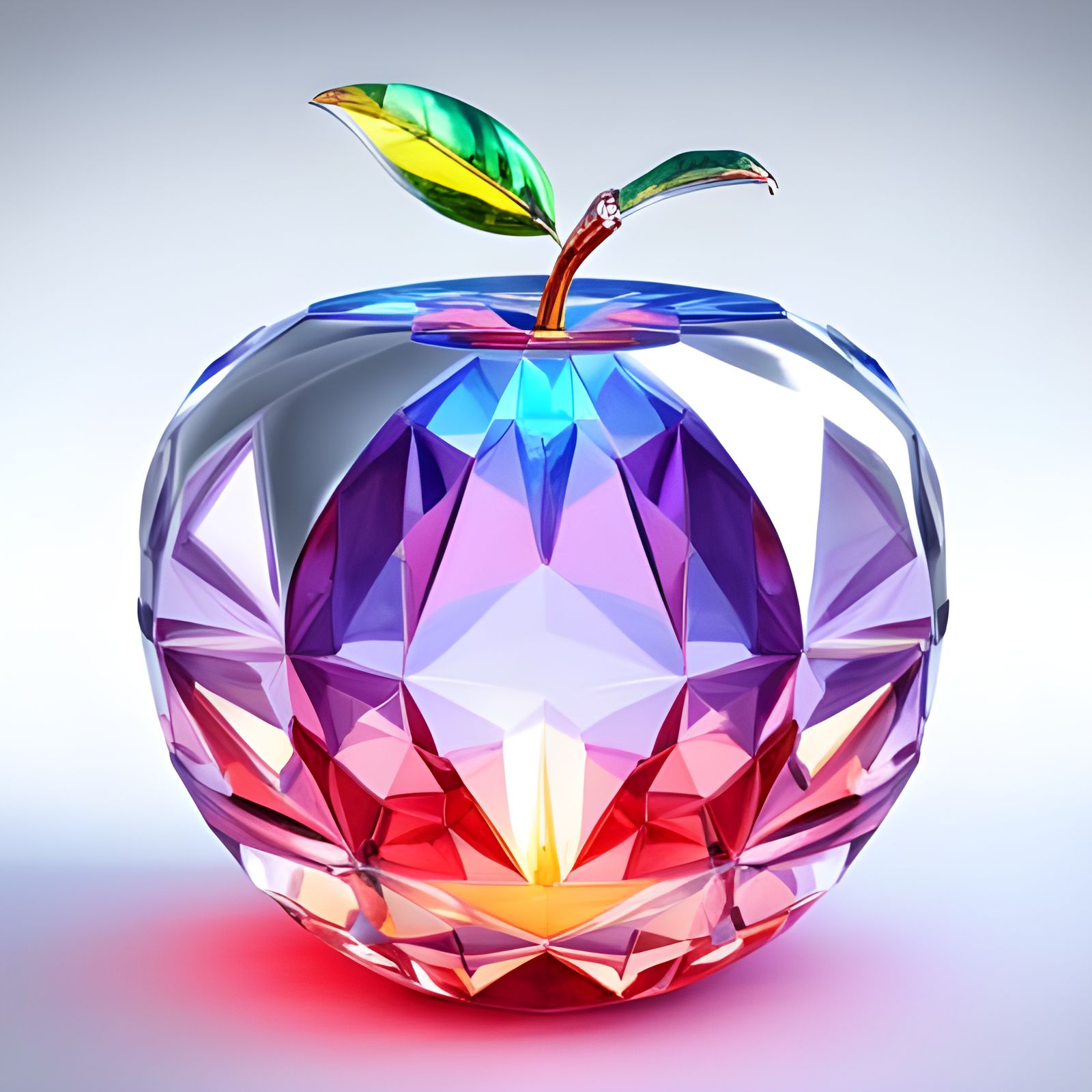Crystal Apple Figurine in Art Nouveau Style