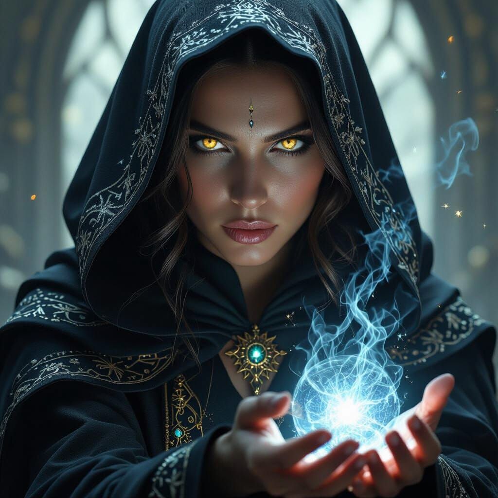Powerful Sorceress Portrait in Ethereal Light