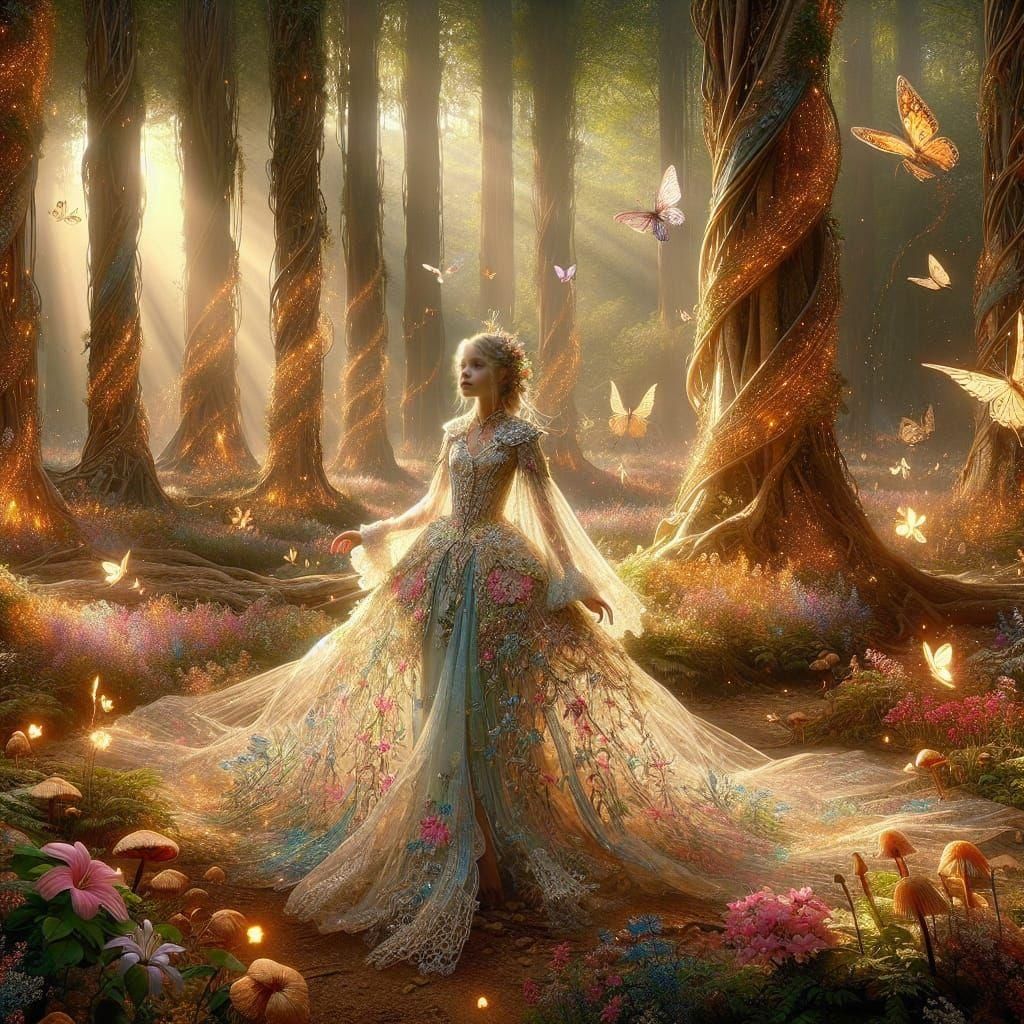 Magical Girl Seraphina in Enchanted Forest Glade