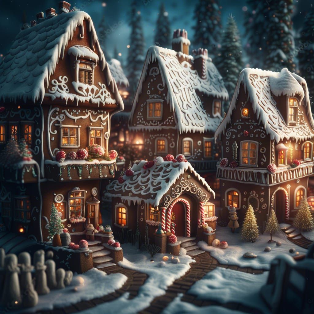 Gingerbread House Village: Digital Matte Painting