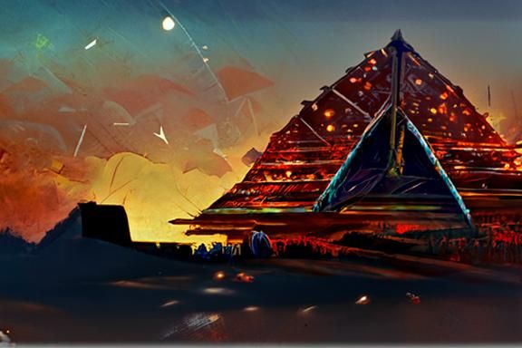 Giza Pyramids at Night: Artstation Illustration