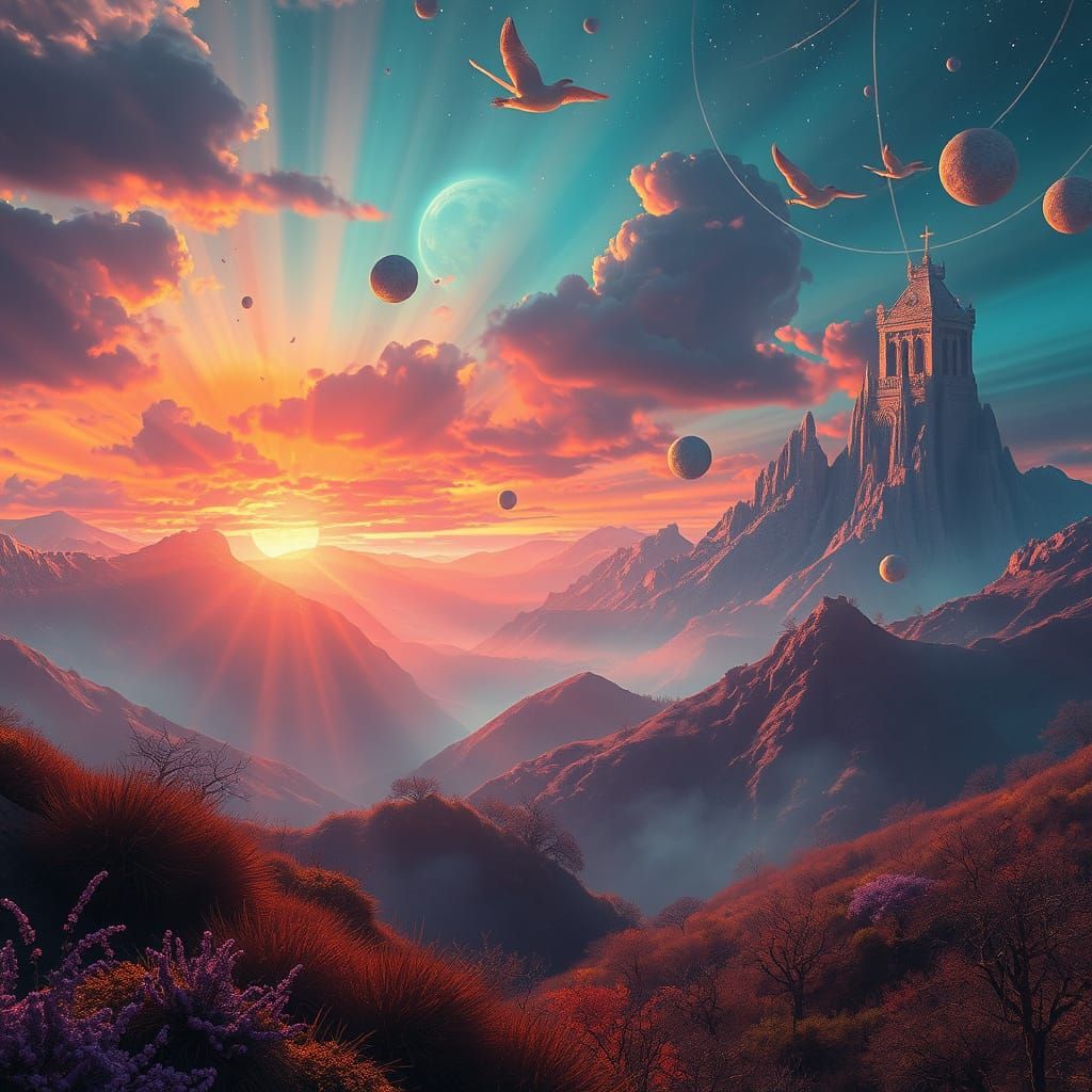 Ethereal Surreal Landscape in Radiant Colors