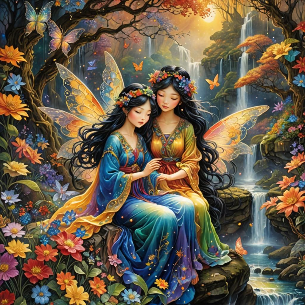 Japanese Fairies in Autumnal Fantasy Art