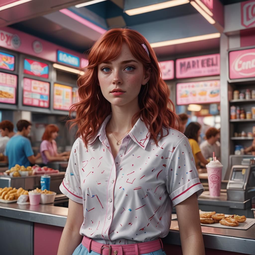 Concession Stand Fantasy Art: Red-Haired Woman