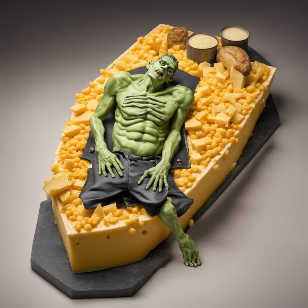Frankenstein Cheese Coffin in Pop Art Style